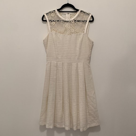 Pink Martini Cream Floral Lace Mesh Skater Dress - Picture 11 of 11